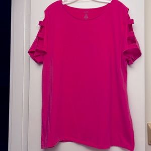 Hot Pink Shirt With Square Cutouts